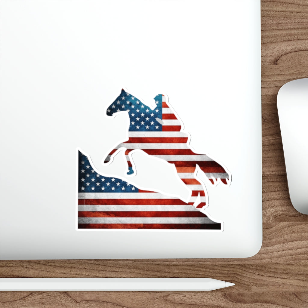 American Flag Endurance Rider Kiss Cut Stickers
