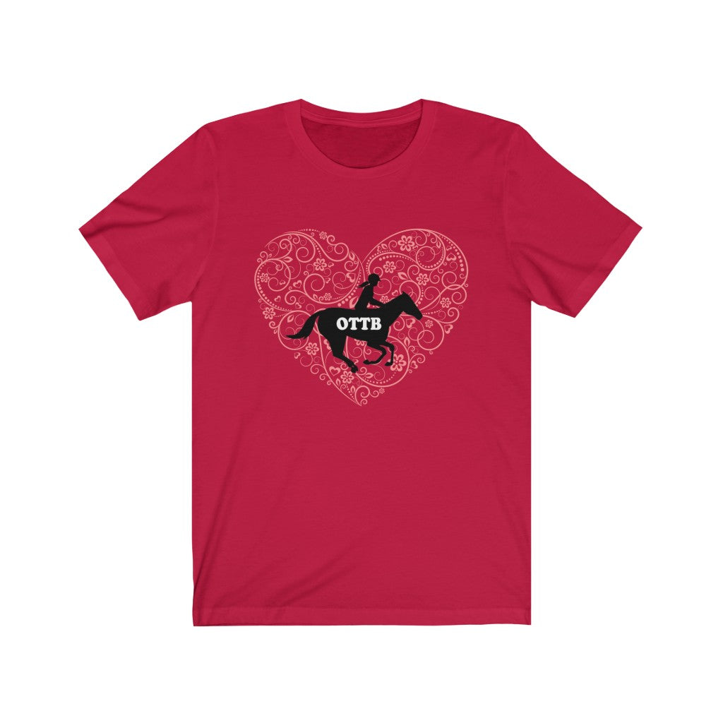 OTTB LOVE DESIGN HEART. Thoroughbred. Unisex Jersey Short Sleeve Horse TShirt