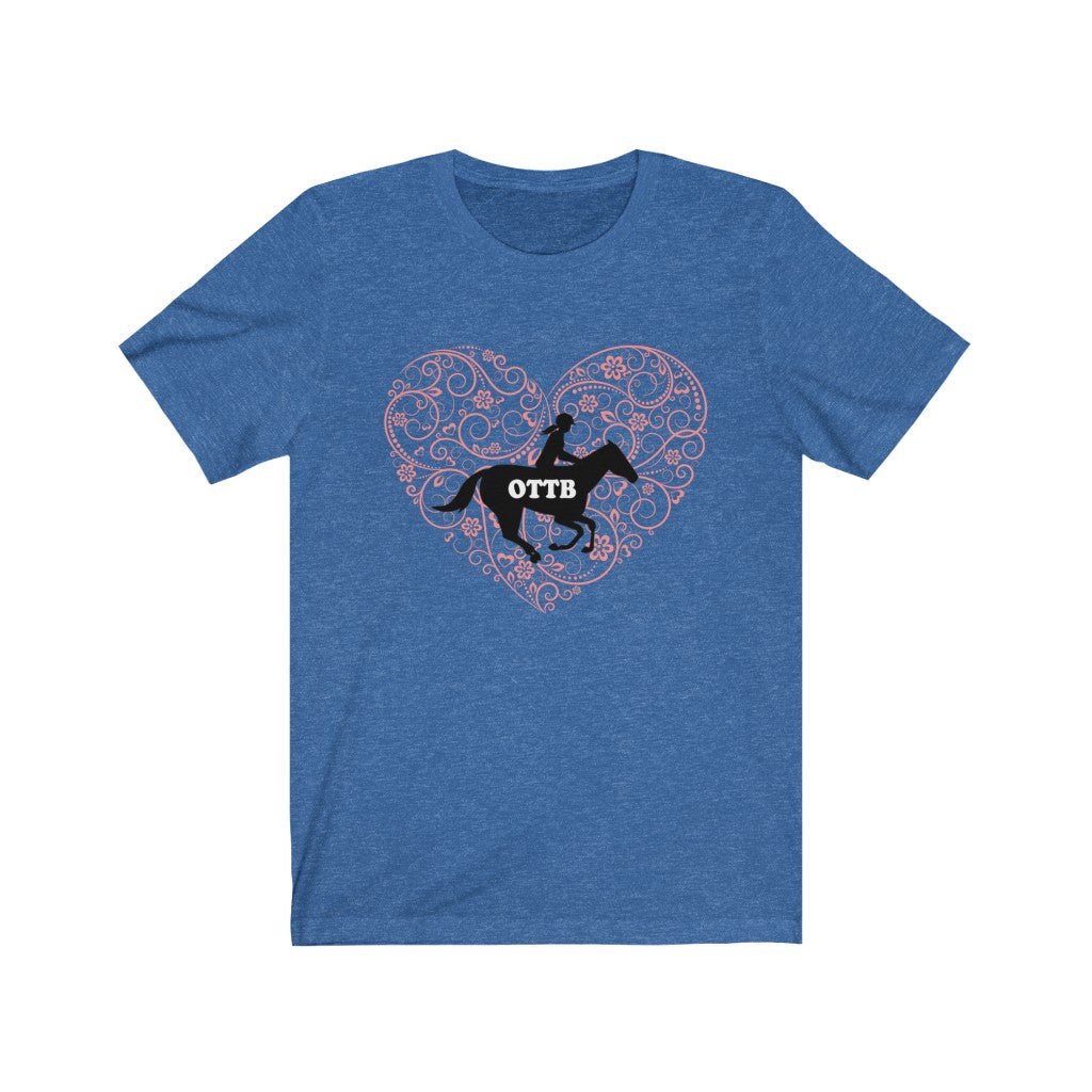OTTB LOVE DESIGN HEART. Thoroughbred. Unisex Jersey Short Sleeve Horse TShirt