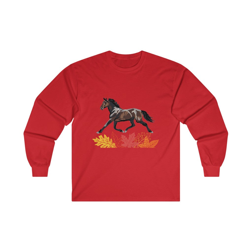 Standardbred Fall Leaves Ultra Cotton Long Sleeve Tee