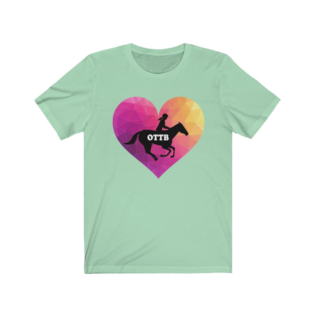 OTTB Heart Thoroughbred Horse T-Shirt. Unisex Jersey Short Sleeve Tee