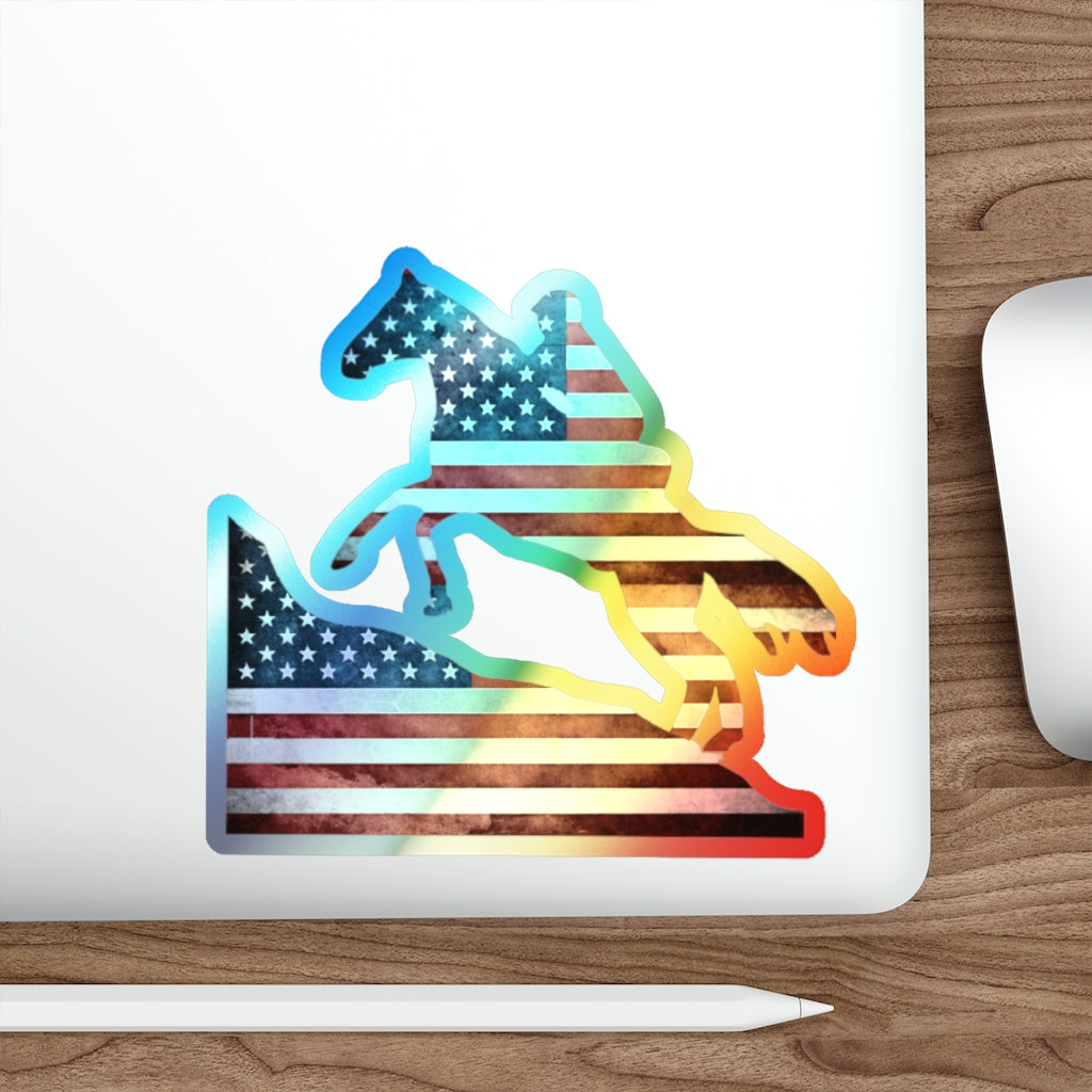 American Flag Endurance Rider Holographic Die-cut Stickers