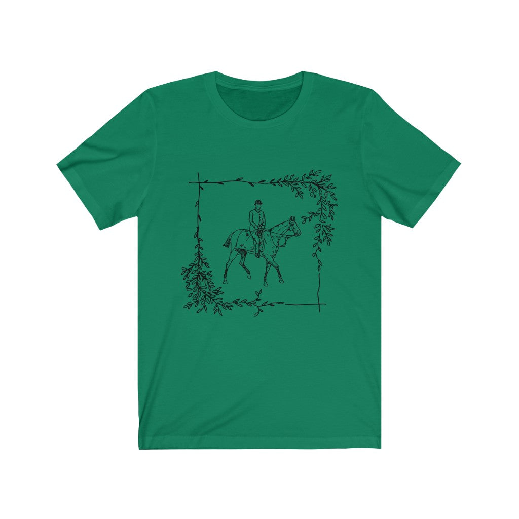 Vintage Horse Leaf. Horse Tshirt. Unisex Jersey Short Sleeve