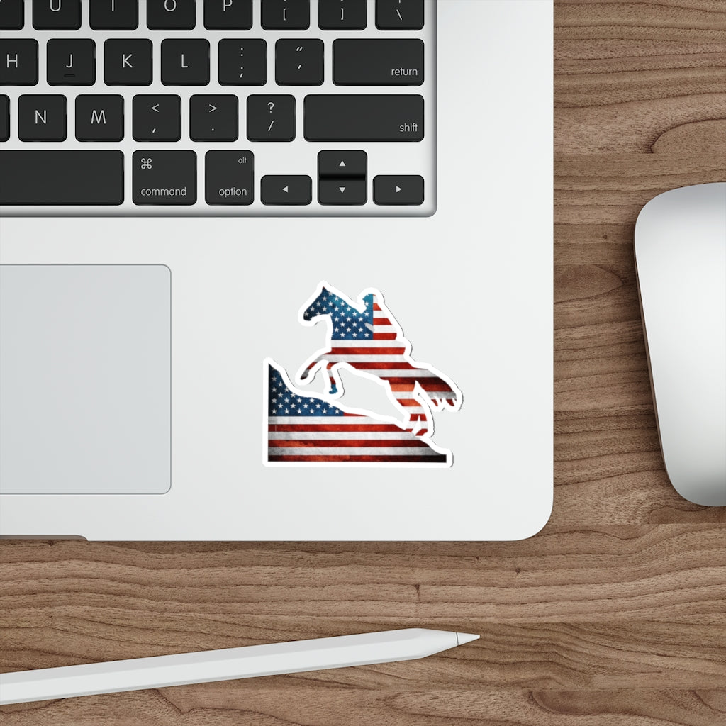 American Flag Endurance Rider Kiss Cut Stickers