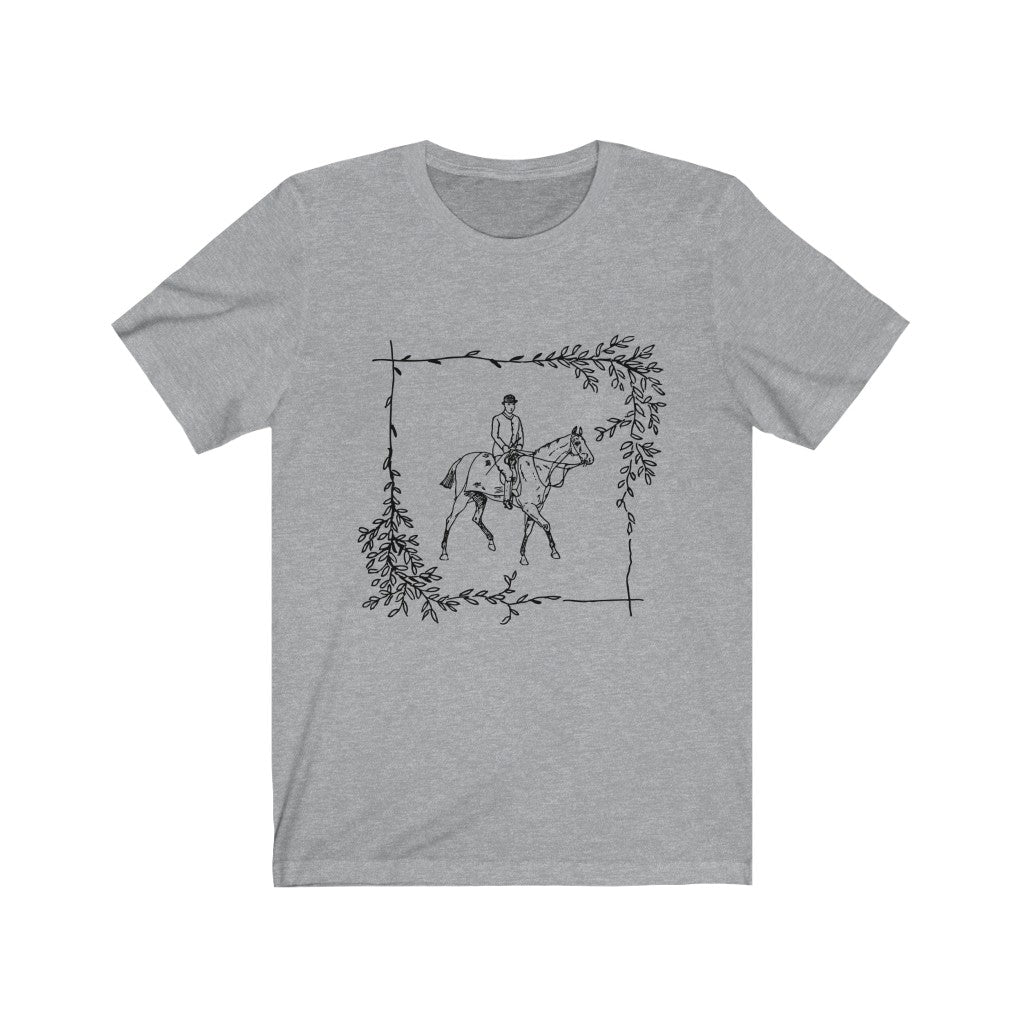 Vintage Horse Leaf. Horse Tshirt. Unisex Jersey Short Sleeve