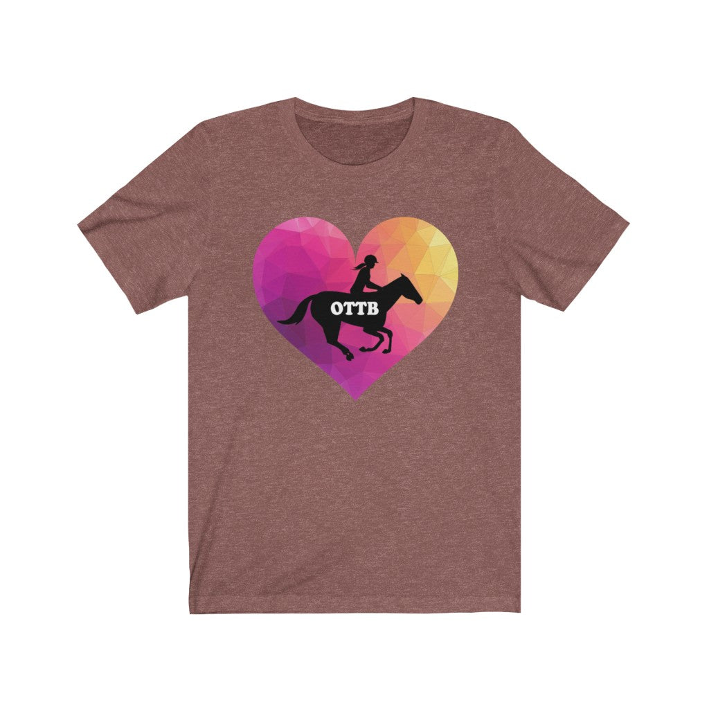 OTTB Heart Thoroughbred Horse T-Shirt. Unisex Jersey Short Sleeve Tee
