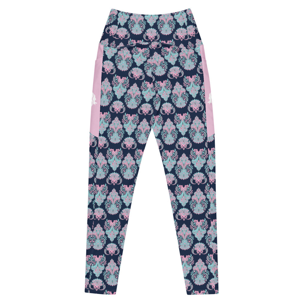 Navy Paisley Horse Tights with pockets