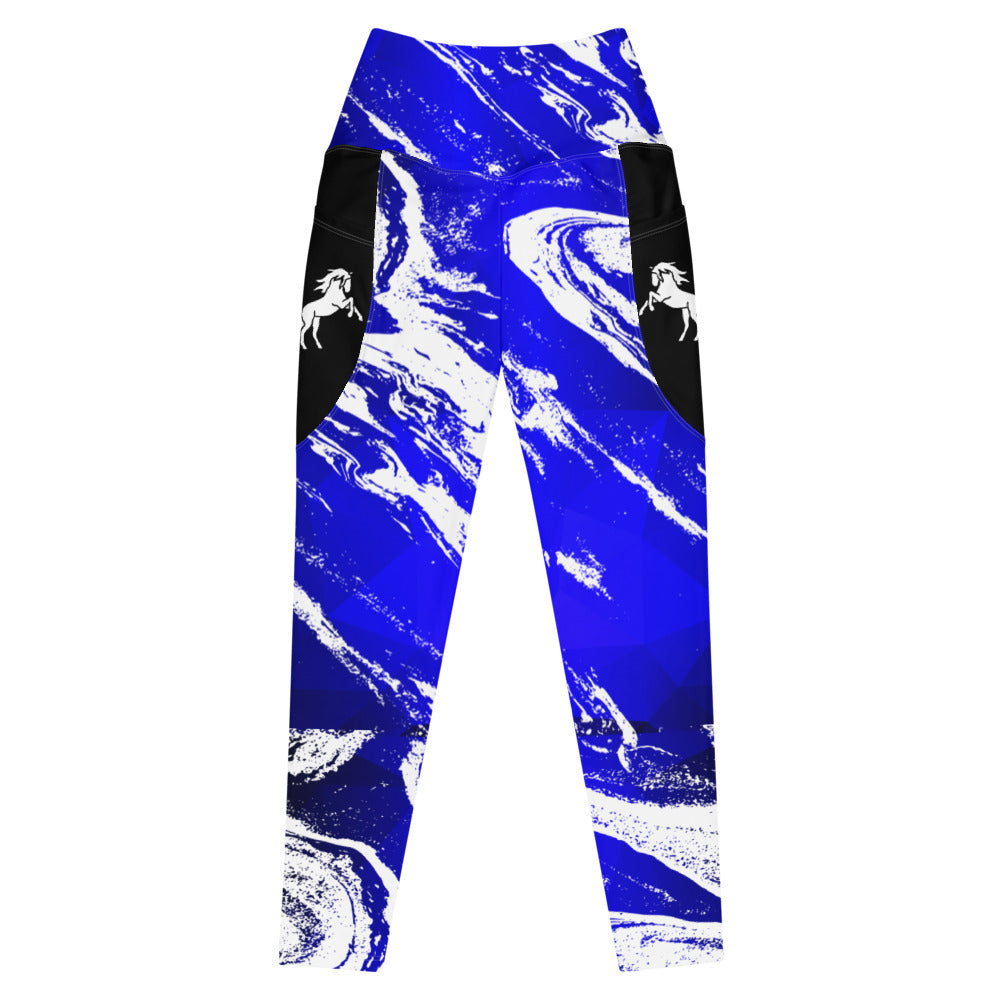 Royal Blue Swirl Horse Tights with pockets