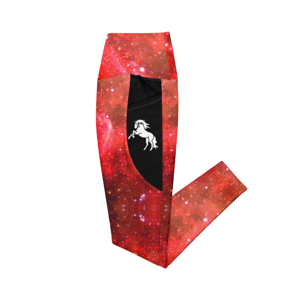 Red Galaxy Riding Tights with pockets