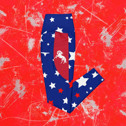 Red White Blue Stars Horse Tights  with pockets