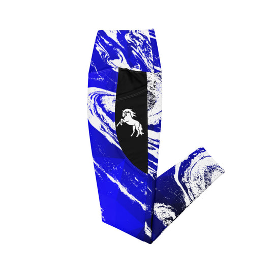Royal Blue Swirl Horse Tights with pockets