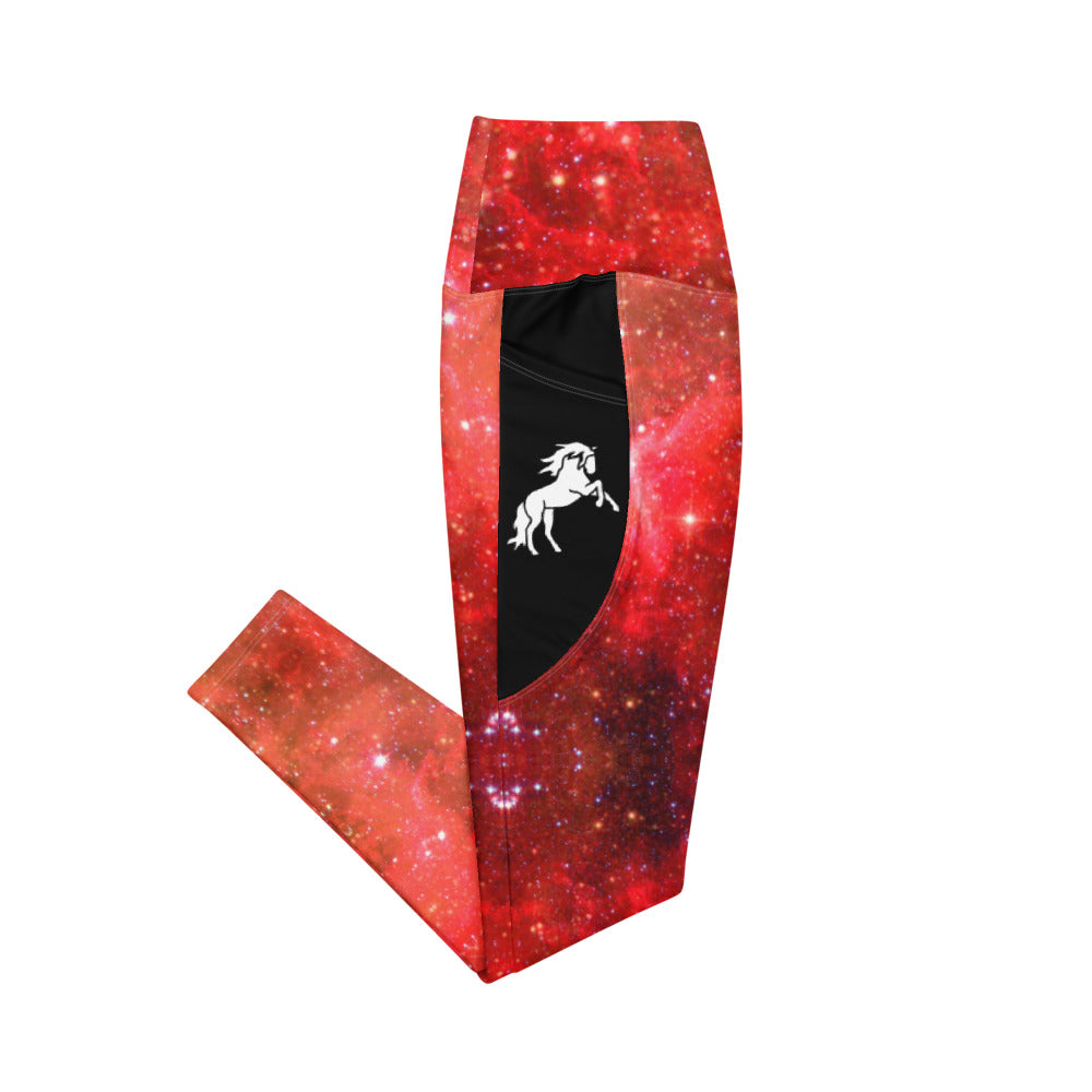 Red Galaxy Riding Tights with pockets