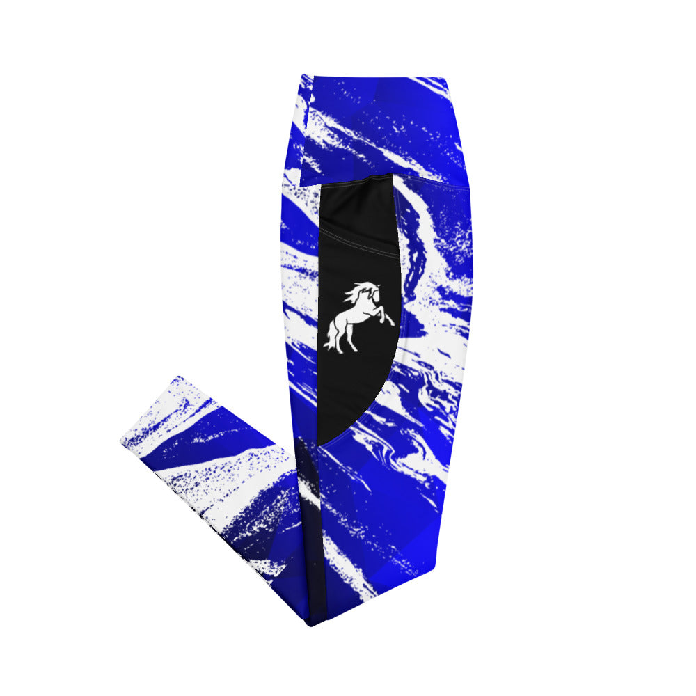 Royal Blue Swirl Horse Tights with pockets