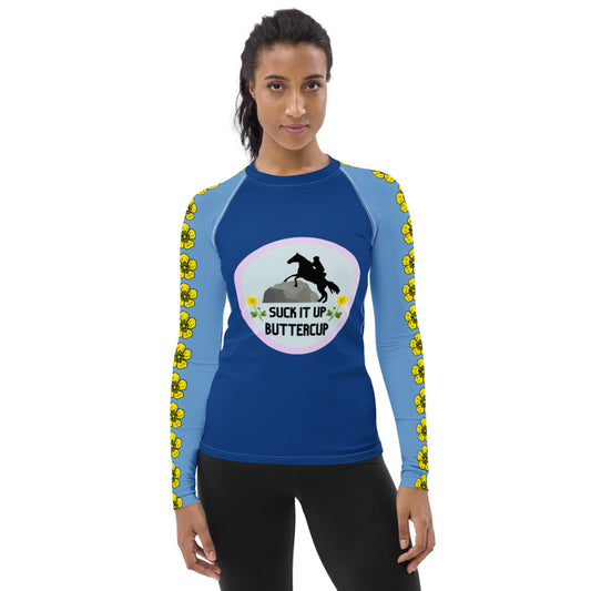 Suck It Up Buttercup Blue Women's Sun/Rash Guard