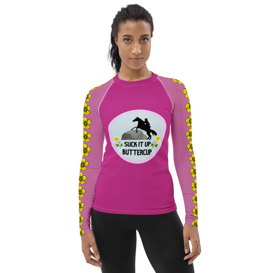 Suck It Up Butter Cup Pink Women's Sun/Rash Guard