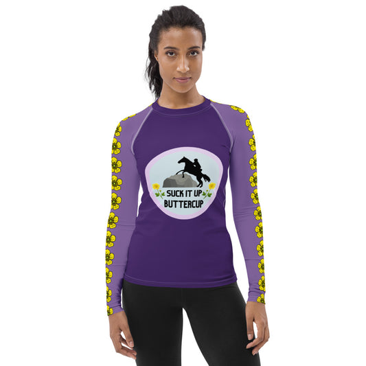 Suck It Up Butter Cup Purple Women's Sun/Rash Guard