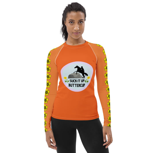 Suck it Up Buttercup Orange Women's Sun/Rash Guard