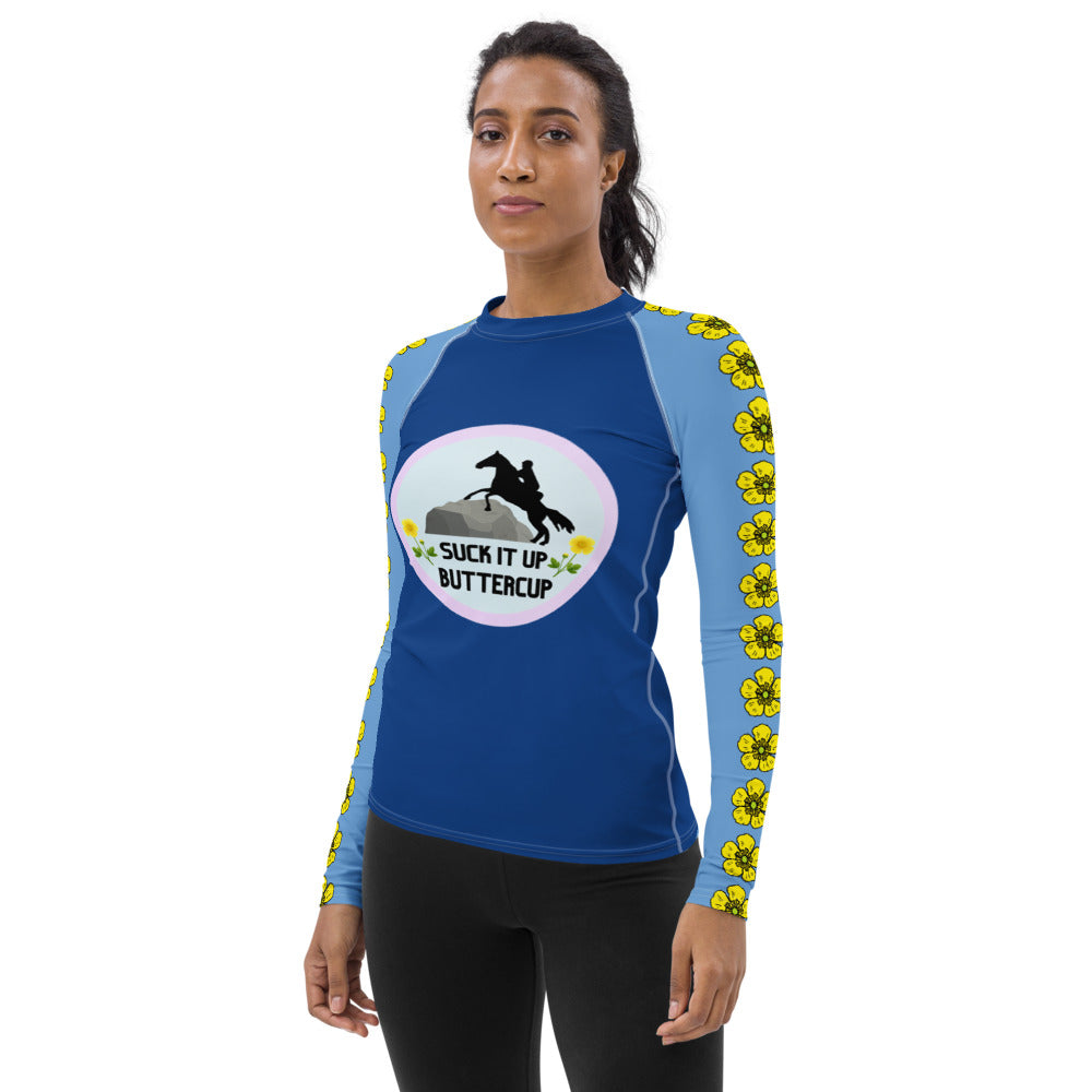 Suck It Up Buttercup Blue Women's Sun/Rash Guard