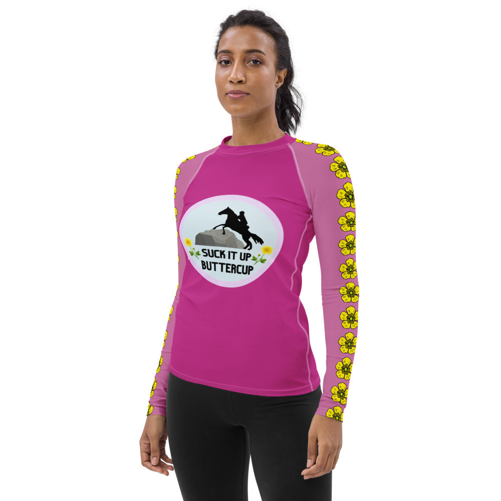 Suck It Up Butter Cup Pink Women's Sun/Rash Guard