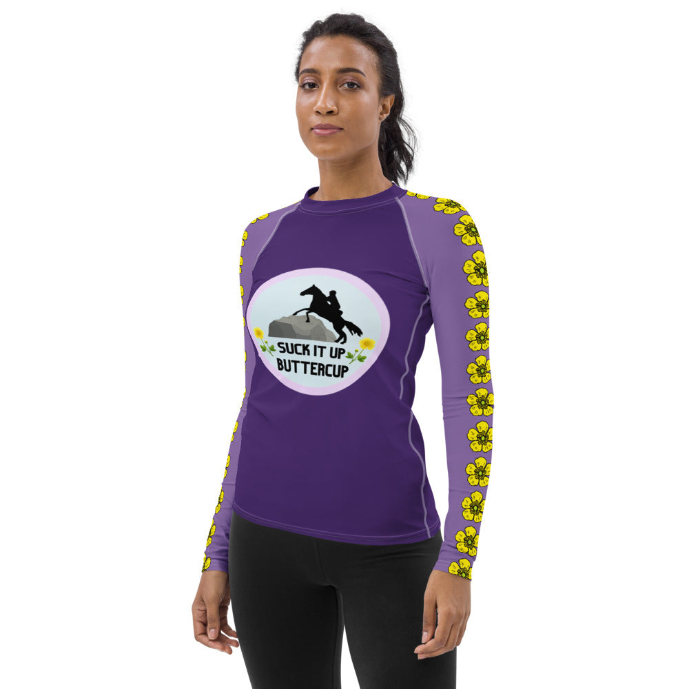 Suck It Up Butter Cup Purple Women's Sun/Rash Guard