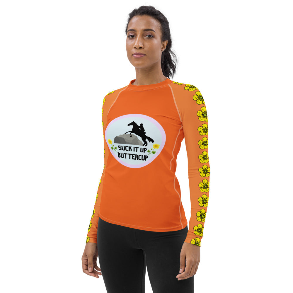 Suck it Up Buttercup Orange Women's Sun/Rash Guard
