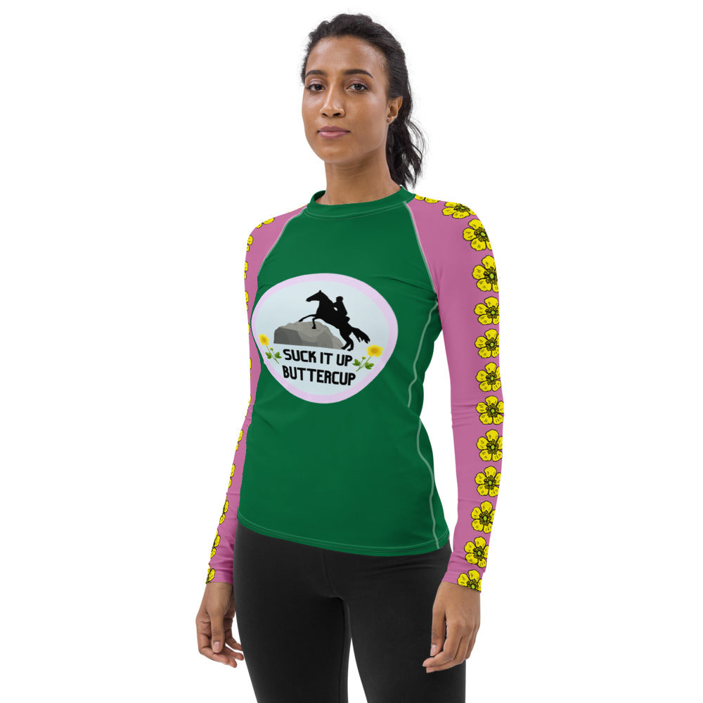 Custom Suck It Up Butter Cup Women's Sun/Rash Guard