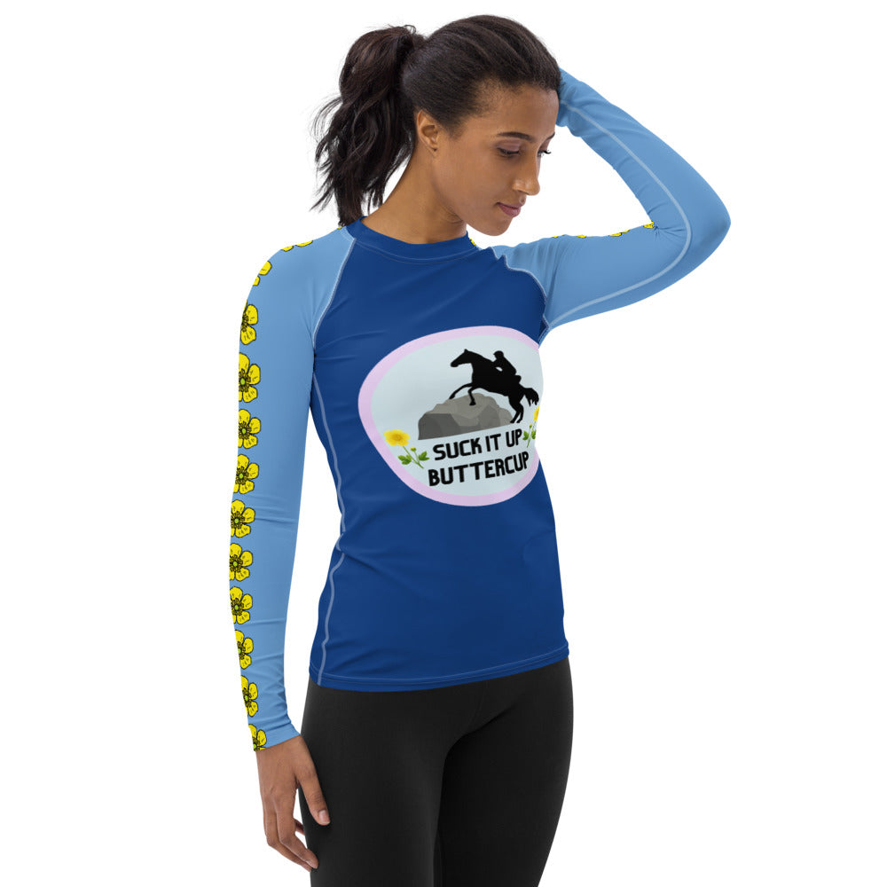 Suck It Up Buttercup Blue Women's Sun/Rash Guard