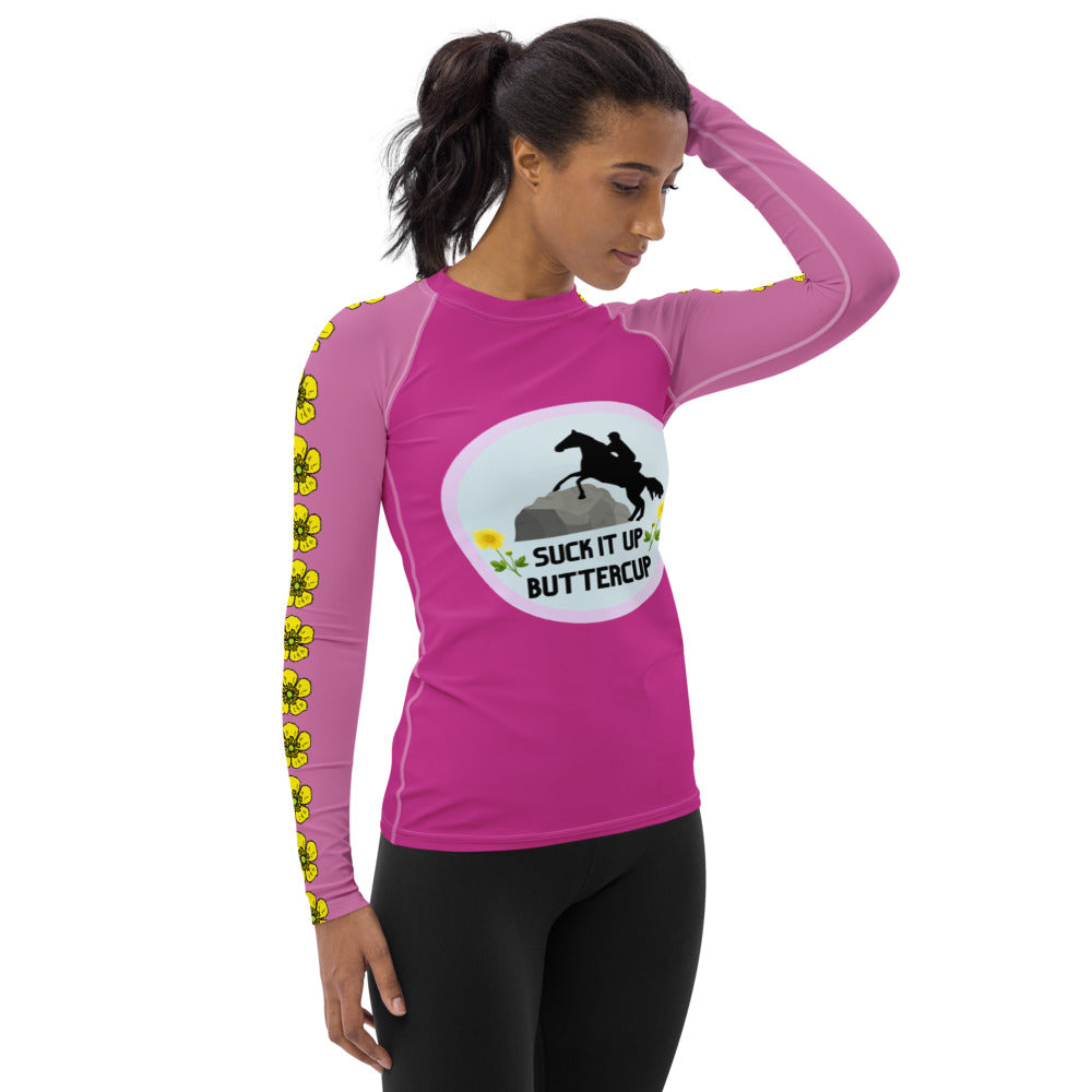 Suck It Up Butter Cup Pink Women's Sun/Rash Guard