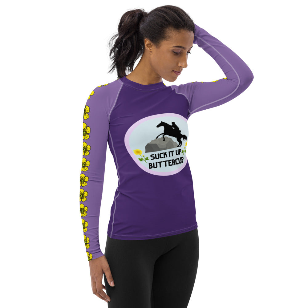 Suck It Up Butter Cup Purple Women's Sun/Rash Guard