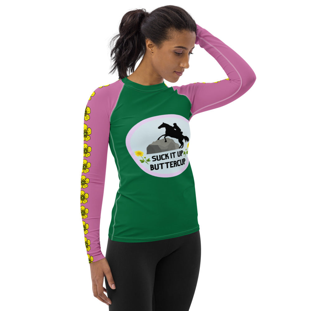 Custom Suck It Up Butter Cup Women's Sun/Rash Guard