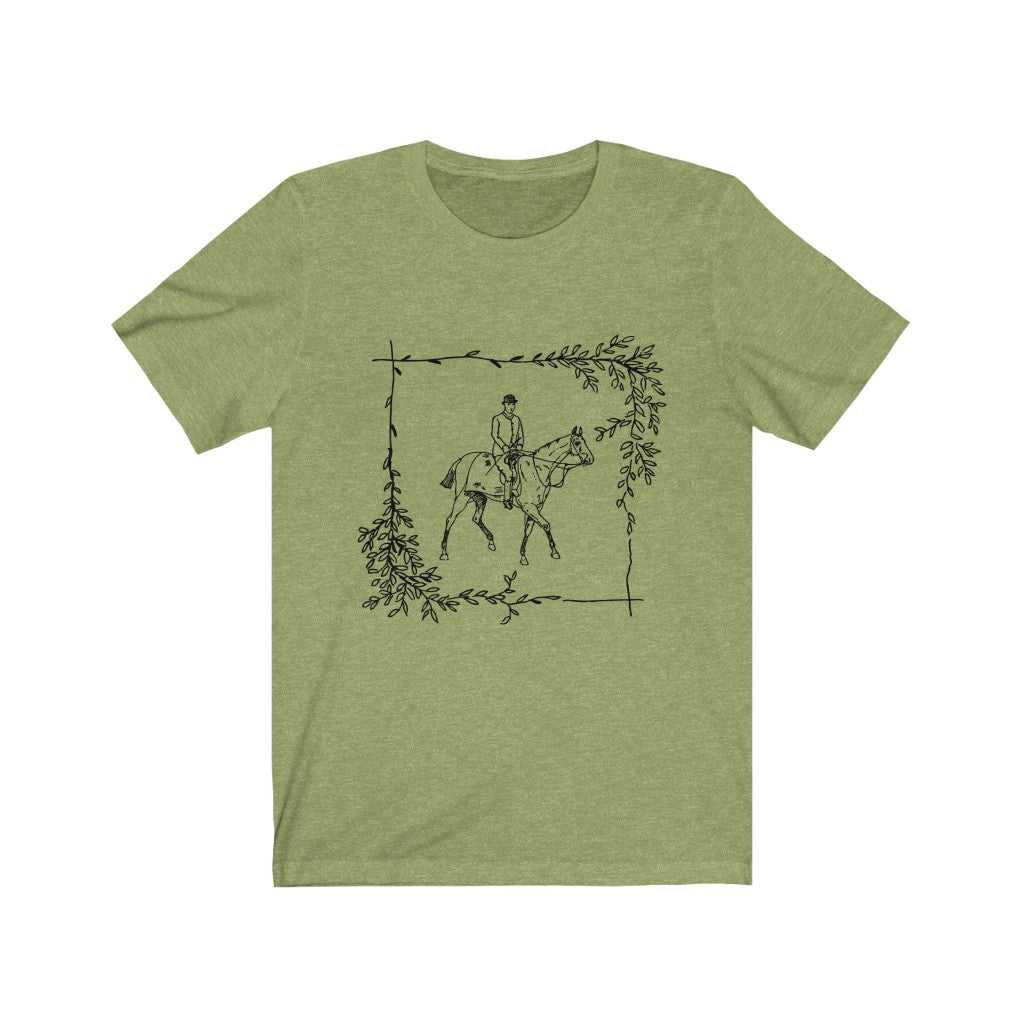 Vintage Horse Leaf. Horse Tshirt. Unisex Jersey Short Sleeve