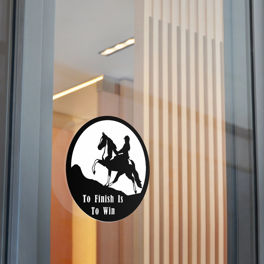 Spotted Saddle Horse Endurance To Finish Is to Win Round Vinyl Stickers