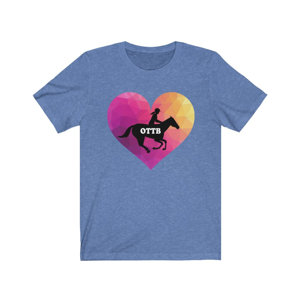 OTTB Heart Thoroughbred Horse T-Shirt. Unisex Jersey Short Sleeve Tee