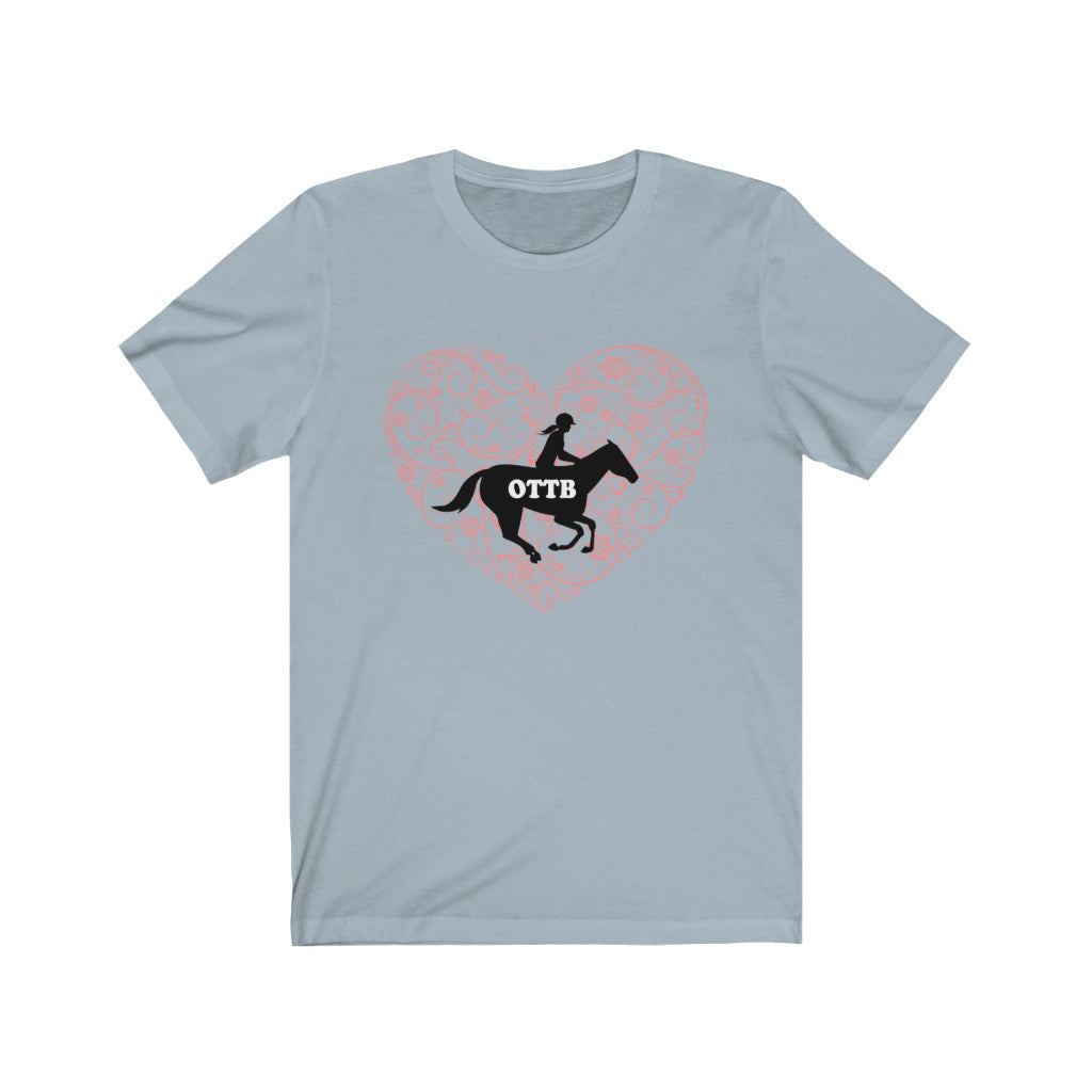 OTTB LOVE DESIGN HEART. Thoroughbred. Unisex Jersey Short Sleeve Horse TShirt