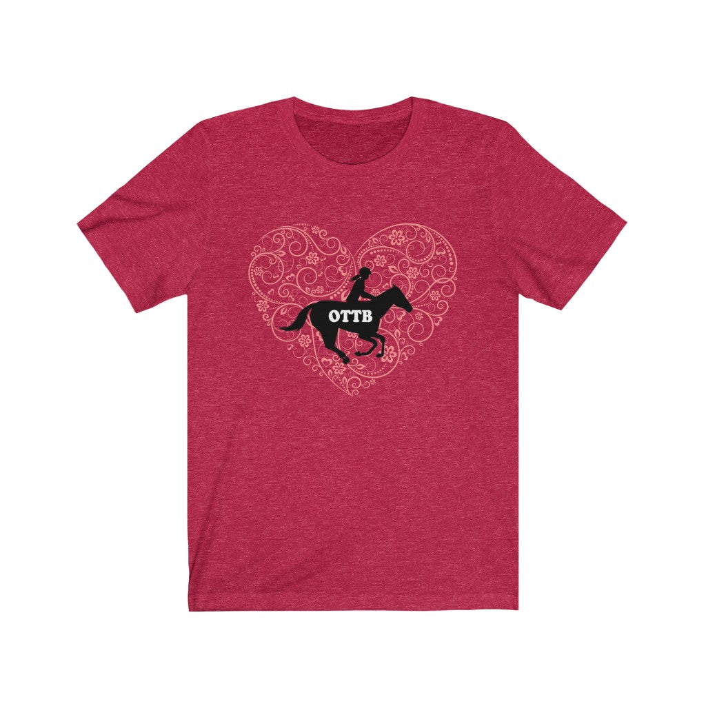 OTTB LOVE DESIGN HEART. Thoroughbred. Unisex Jersey Short Sleeve Horse TShirt