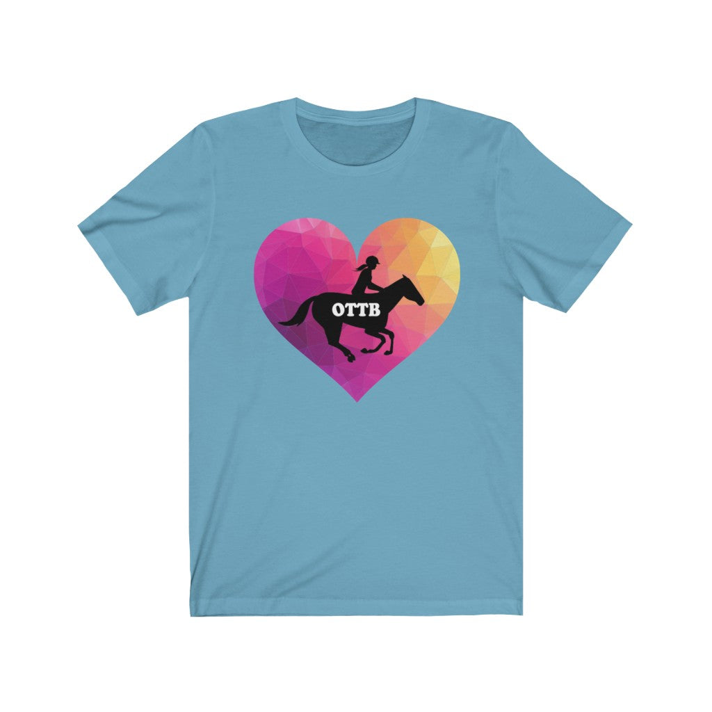 OTTB Heart Thoroughbred Horse T-Shirt. Unisex Jersey Short Sleeve Tee