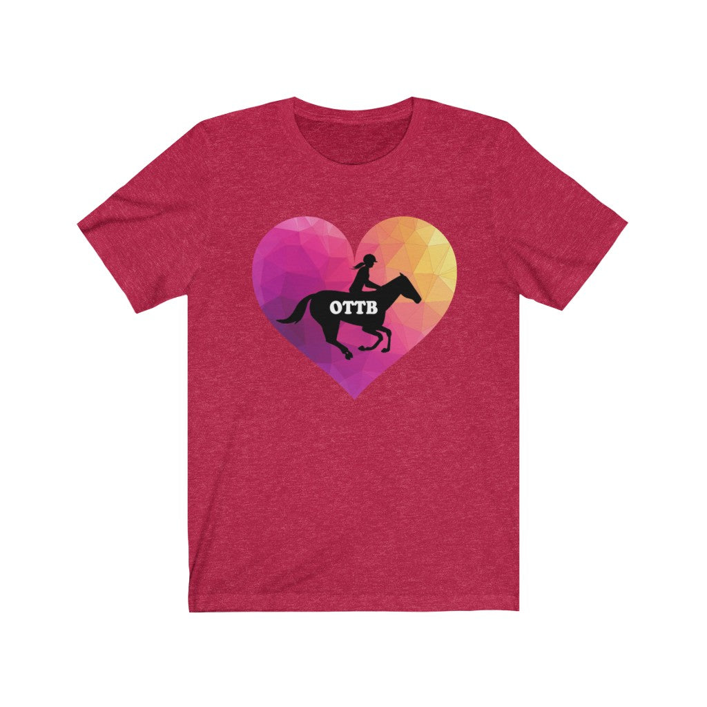 OTTB Heart Thoroughbred Horse T-Shirt. Unisex Jersey Short Sleeve Tee