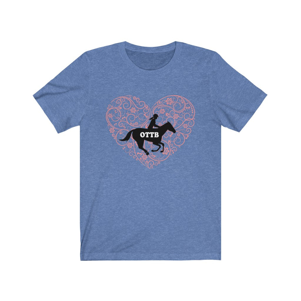 OTTB LOVE DESIGN HEART. Thoroughbred. Unisex Jersey Short Sleeve Horse TShirt