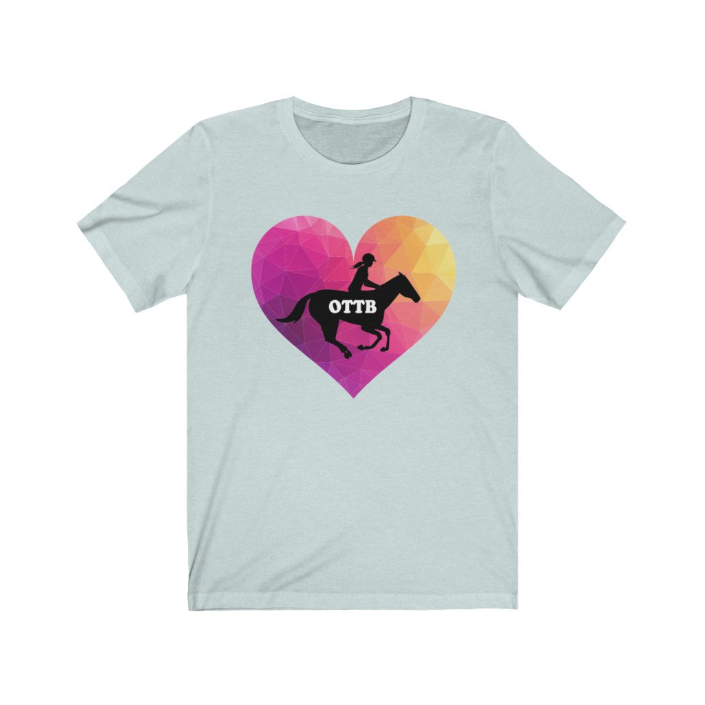 OTTB Heart Thoroughbred Horse T-Shirt. Unisex Jersey Short Sleeve Tee