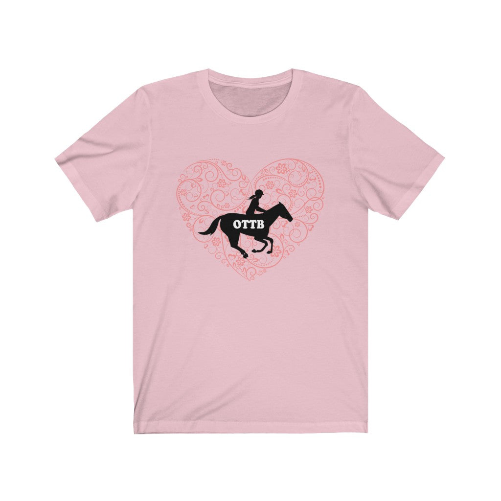 OTTB LOVE DESIGN HEART. Thoroughbred. Unisex Jersey Short Sleeve Horse TShirt