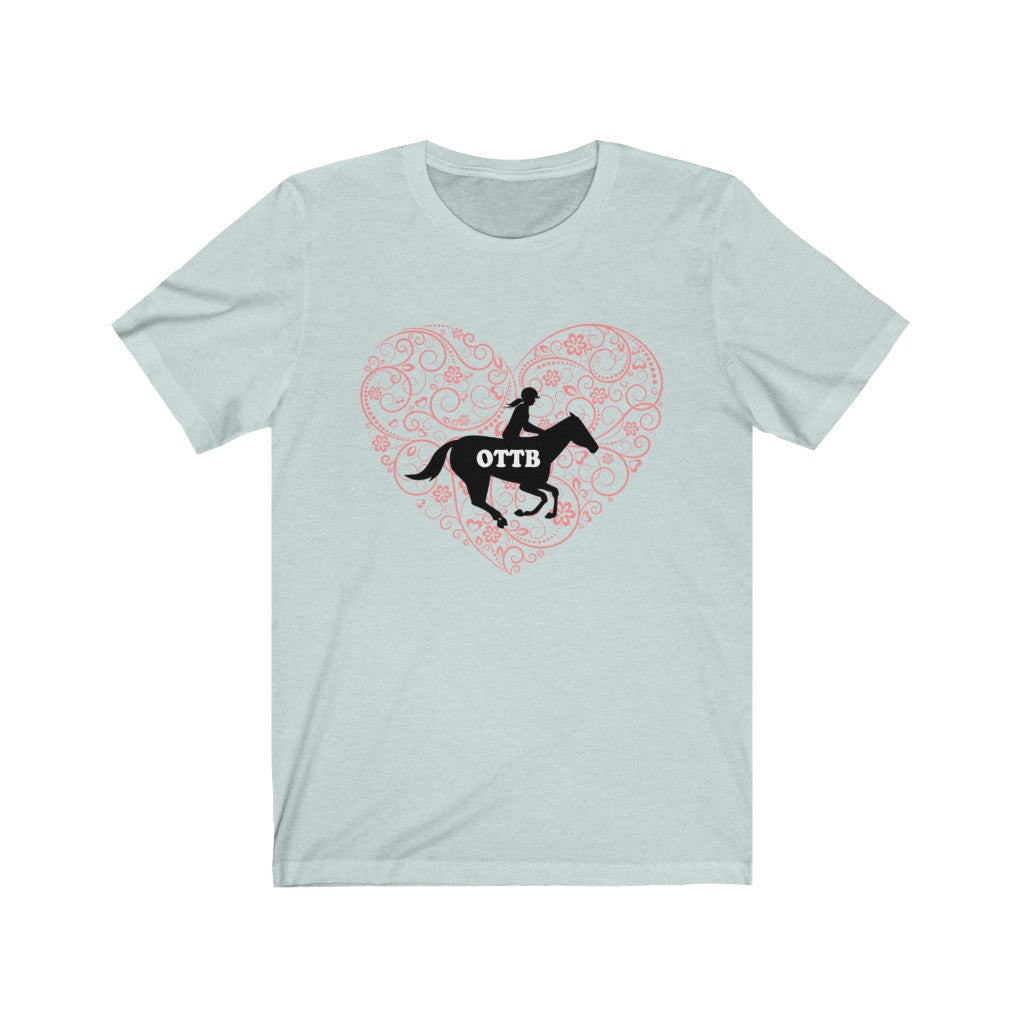 OTTB LOVE DESIGN HEART. Thoroughbred. Unisex Jersey Short Sleeve Horse TShirt