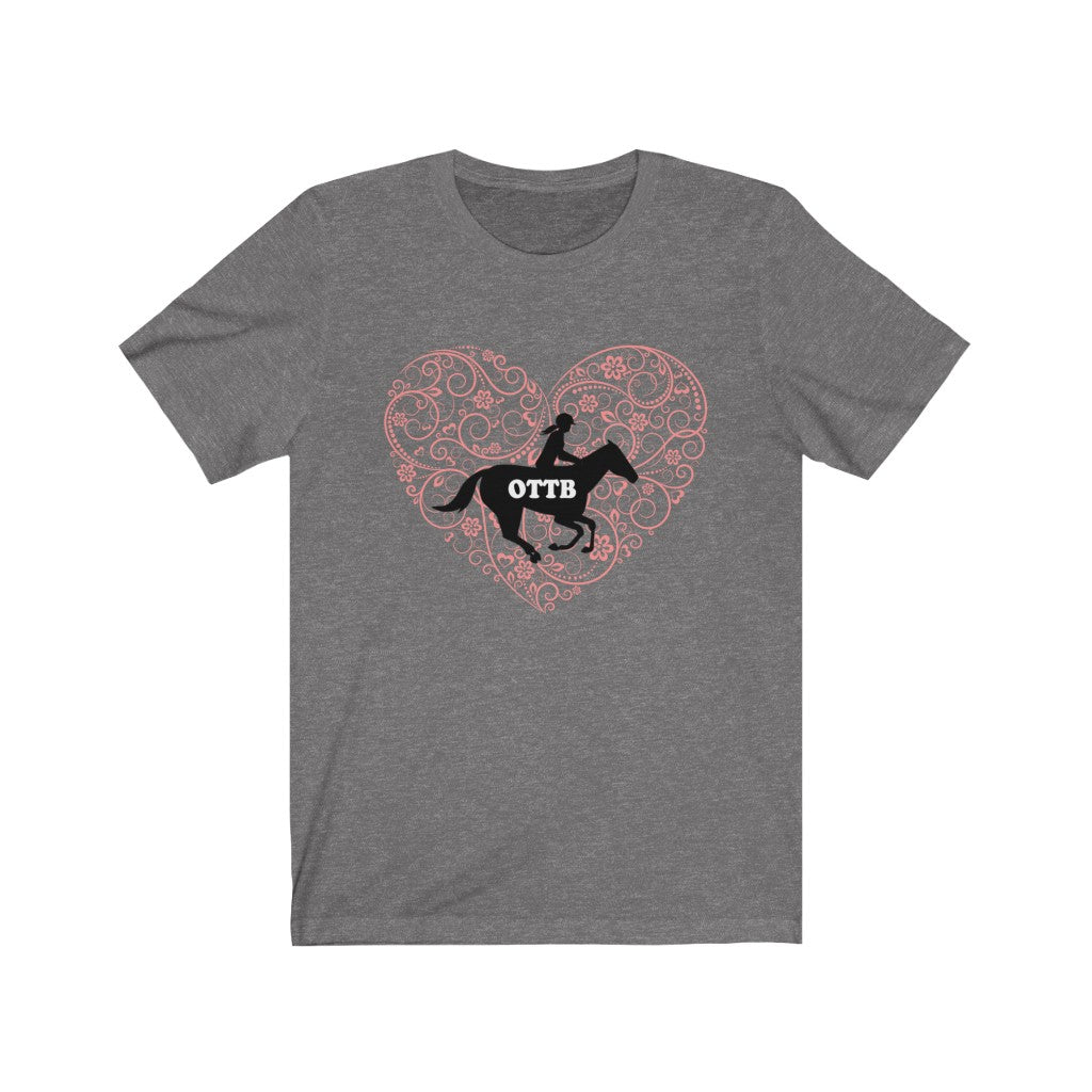 OTTB LOVE DESIGN HEART. Thoroughbred. Unisex Jersey Short Sleeve Horse TShirt