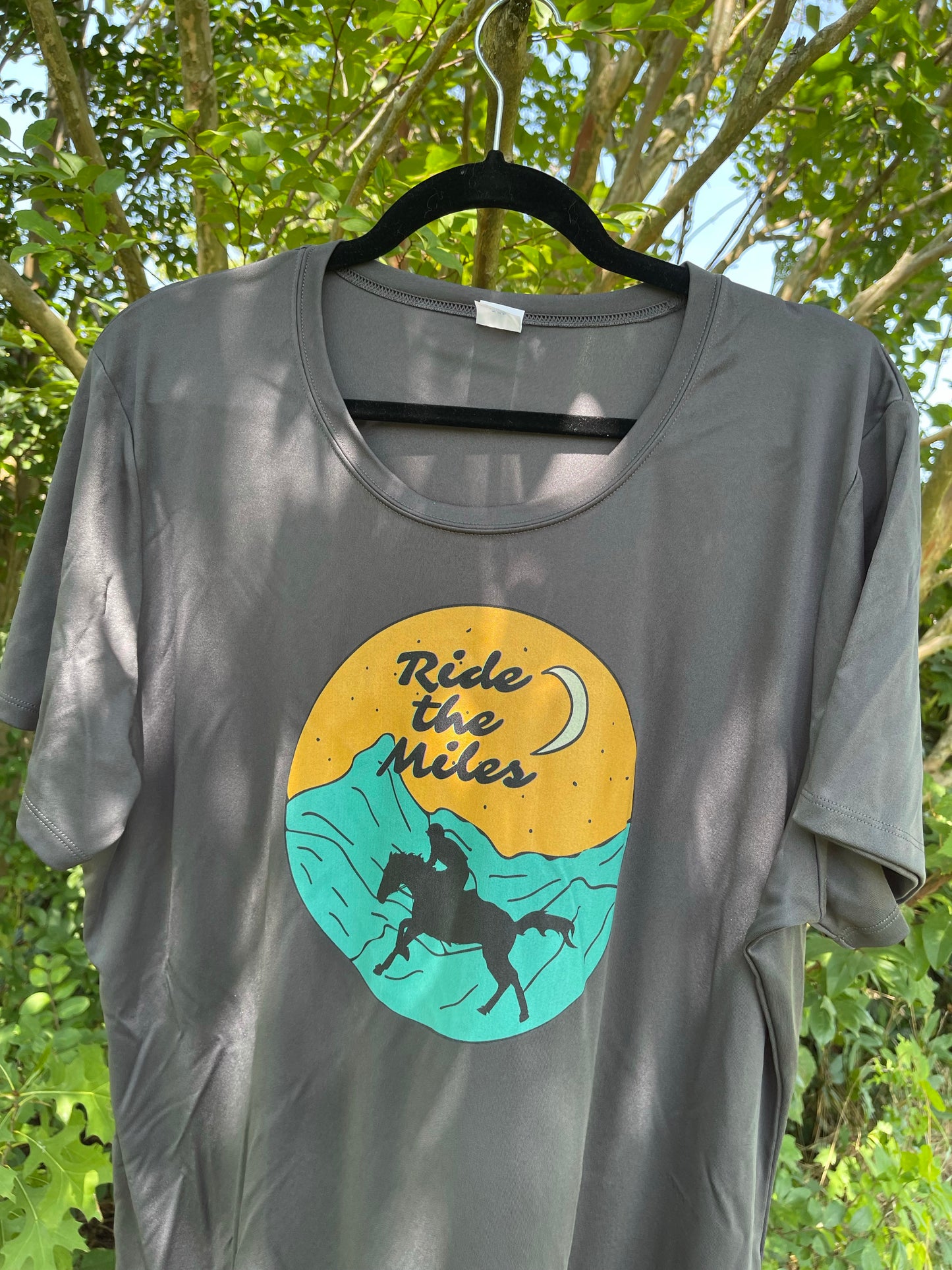 Ride The Miles. Endurance Rider. Women's Moisture Wicking Performance T-Shirt