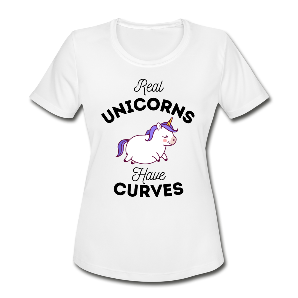 Real Unicorns Have Curves -Women's Moisture Wicking Performance T-Shirt - white