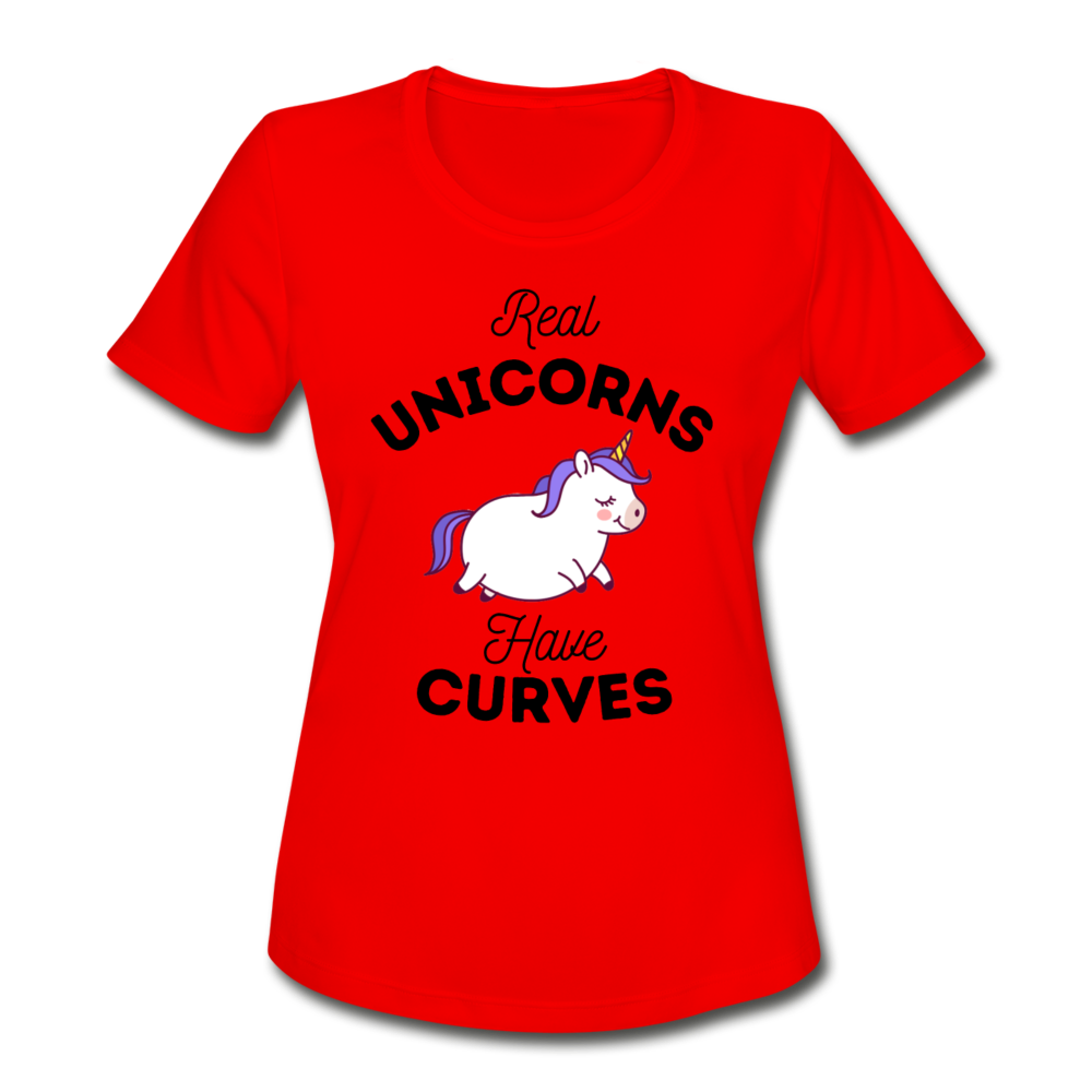 Real Unicorns Have Curves -Women's Moisture Wicking Performance T-Shirt - red