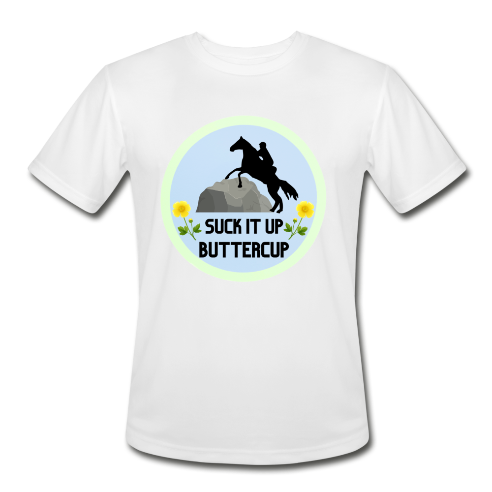 Suck It Up Buttercup Men’s Moisture Wicking Performance T-Shirt - white