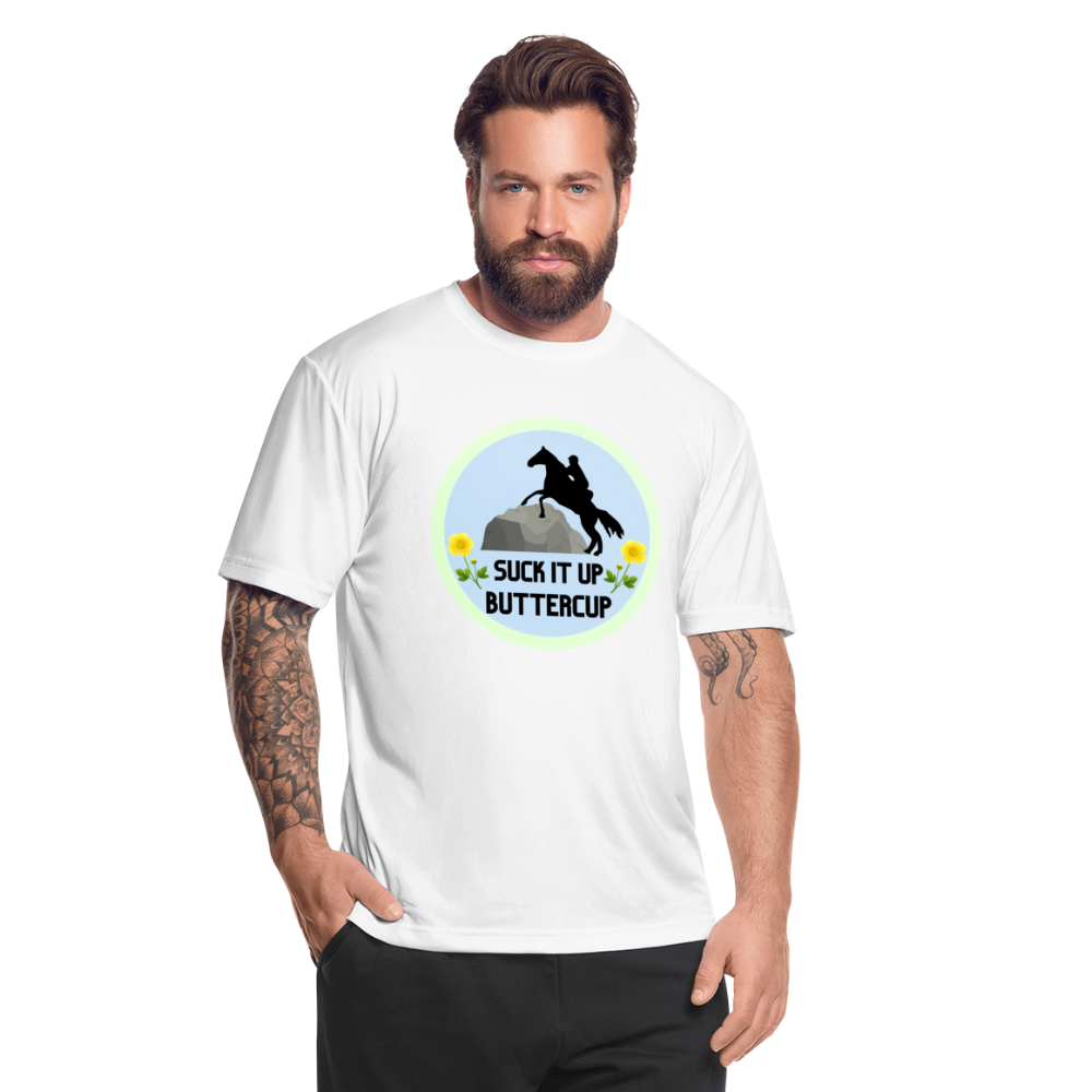Suck It Up Buttercup Men’s Moisture Wicking Performance T-Shirt - white