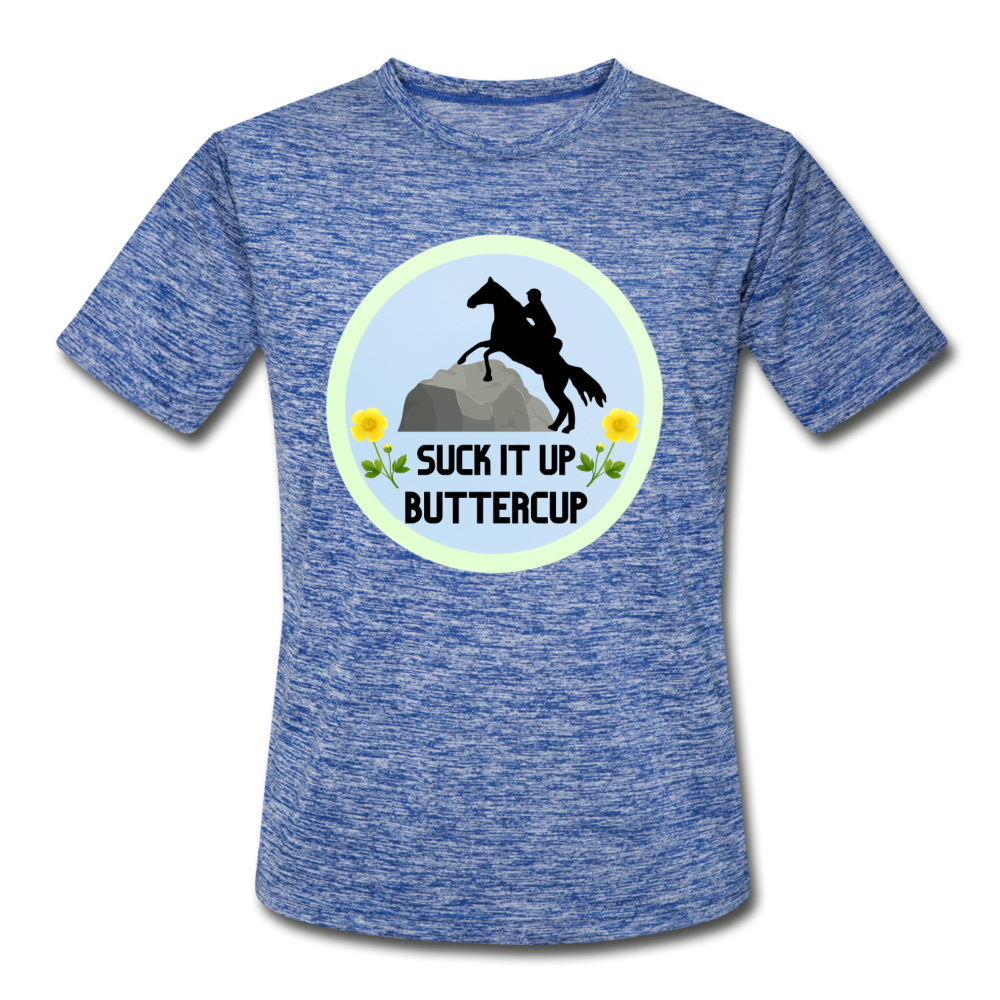 Suck It Up Buttercup Men’s Moisture Wicking Performance T-Shirt - heather blue