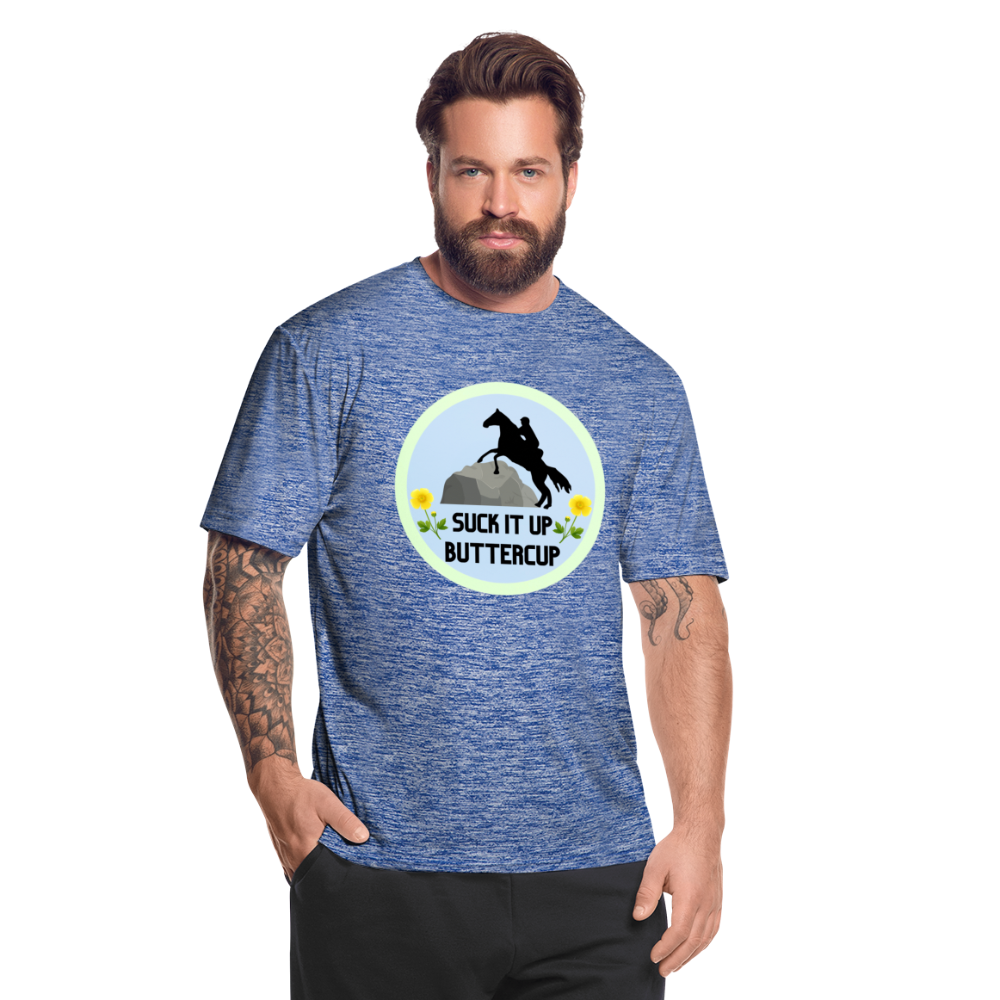 Suck It Up Buttercup Men’s Moisture Wicking Performance T-Shirt - heather blue