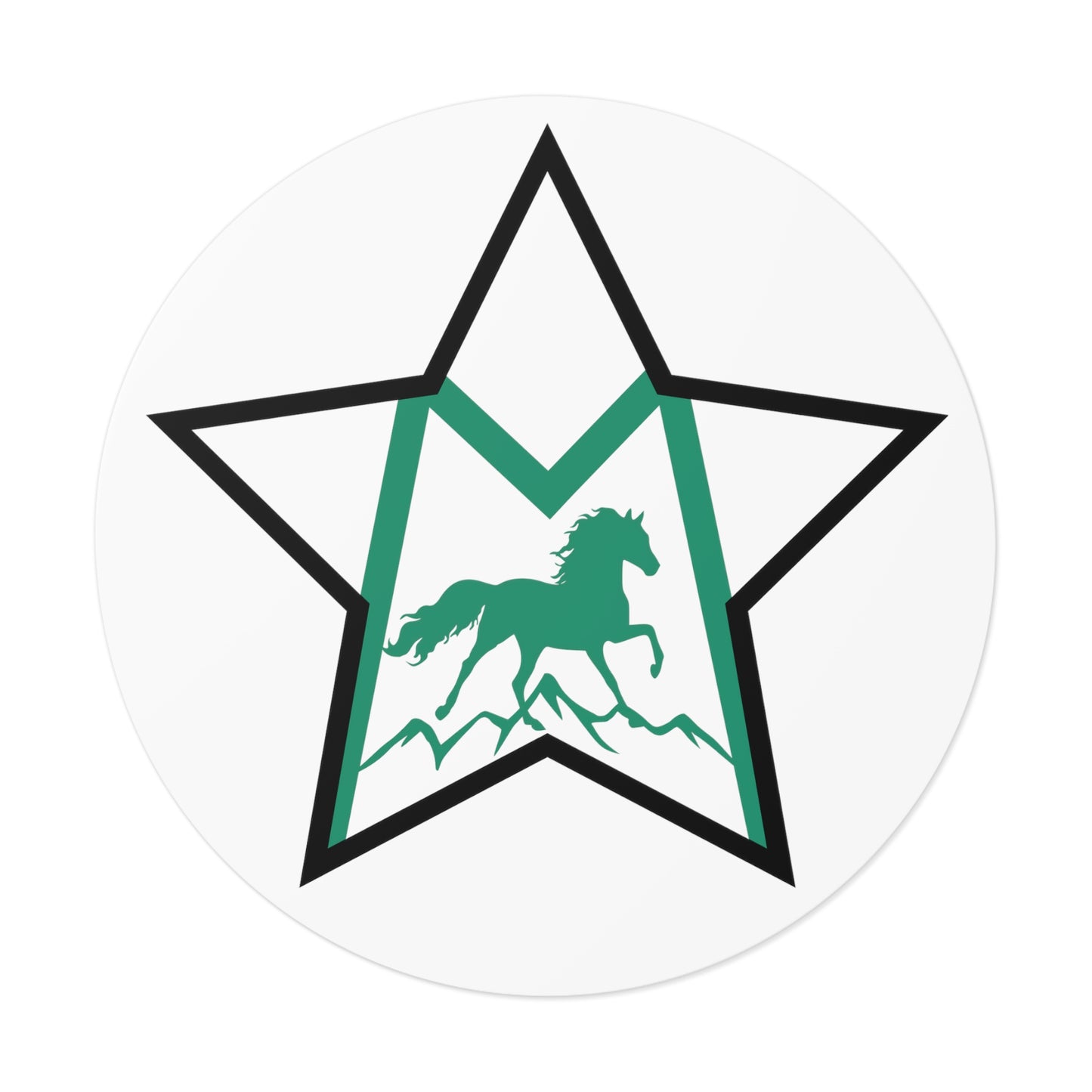 Morgan Sport Horse Round Vinyl Stickers - GREEN